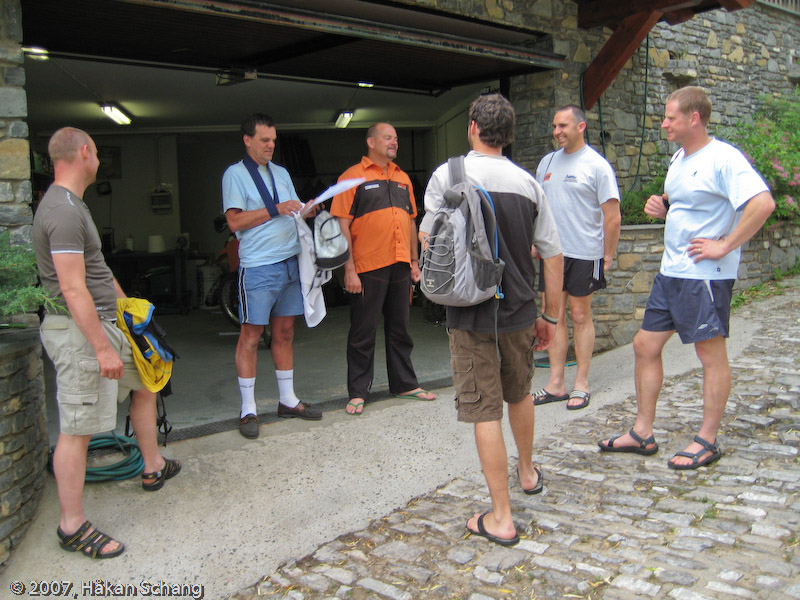 Martin, Peter, John, Adrian, Steve and Chris discussing the 1st day riding after getting back to the Moto Aventures head quarters.