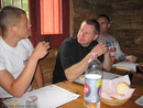 Jens, Chris and Steve probably discussing some Superman moves on the tracks.