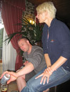 Martin and Nina getting some refreshments in the hotel bar in the evening of day one.